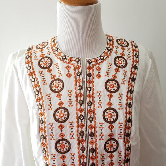 Victor Costa Occasion Embroidered Jacket White Orange Sequins Women Small - Picture 3 of 11